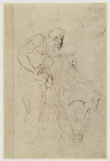Studies for the Disputa; Raphael, Raffaello Sanzio, Italian, 1483 - 1520, Italy; 1509 - 1511; Pen and brown ink, recto, Pen