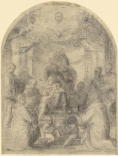 Madonna and Child with Saints; Fra Bartolommeo, Baccio della Porta, Italian, 1472 - 1517, Italy; 1510 - 1513; Black chalk with