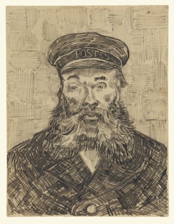 Portrait of Joseph Roulin; Vincent van Gogh, Dutch, 1853 - 1890, 1888; Reed and quill pens and brown ink and black chalk