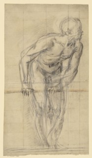 Standing Male Nude; Giovanni Battista Naldini, Italian, about 1537 - 1591, Italy; 1590; Black, red and white chalk, squared in