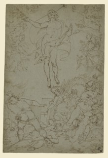 The Resurrection; Santi di Tito, Italian, 1536 - 1603, about 1568; Pen and brown ink over black chalk on blue paper