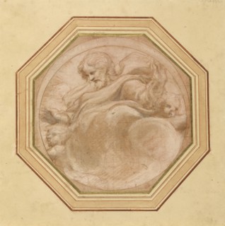 Christ in Glory; Correggio, Antonio Allegri, Italian, about 1489 - 1534, Italy; 1520 - 1523; Red chalk and brown and gray wash