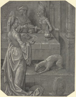Salome with the Head of John the Baptist; Cornelis Engebrechtsz., Dutch, about 1465 - 1527, Netherlands; about 1490; Brush