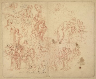 Figure Studies, recto, Figure Studies, verso, Karel Skréta, Bohemian, 1610 - 1674, about 1660; Red chalk, recto, red chalk