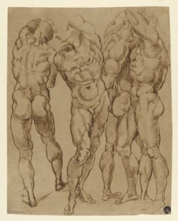Nude Studies; Bartolomeo Passarotti, Italian, 1529 - 1592, Italy; about 1570 - 1580; Pen and ink; 29.5 x 23.5 cm