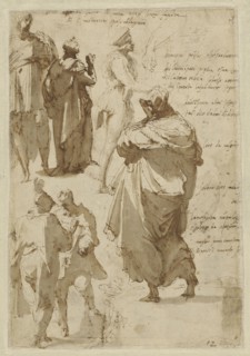 Studies of Figures and Architecture, recto, Figure Studies, verso, Perino del Vaga, Piero Buonaccorsi, Italian, 1501 - 1547