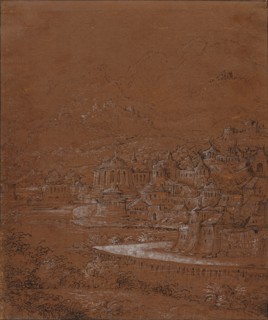 Mountain Landscape with an Imaginary City; Hanns Lautensack, German, about 1520 - 1564,1565, Germany; 1554 - 1555; Black ink