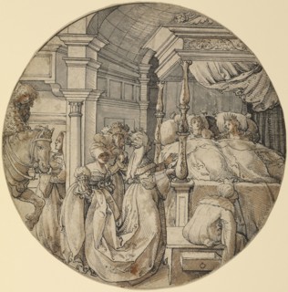Bridal Scene; Jörg Breu the Elder, German, about 1475,1476 - 1537, Germany; about 1520 - 1525; Pen and black ink, brown