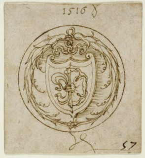 Design for an Ornament or Signet Ring with the Arms of Lazarus Spengler; Albrecht Dürer, German, 1471 - 1528, Germany; 1516