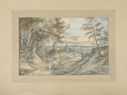 Forest Road at Evening; Lucas van Uden, Flemish, 1595 - 1672,1673, Netherlands; about 1640 - 1650; Pen and brown ink