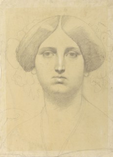 Study of Madame Moitessier; Jean-Auguste-Dominique Ingres, French, 1780 - 1867, France; 1851; Graphite and white chalk