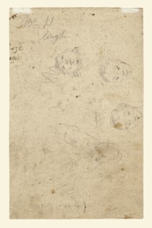 Standing Woman Holding a Muff Facing Right, recto, Studies of Heads, verso, Pietro Longhi, Italian, 1701 - 1785, Italy