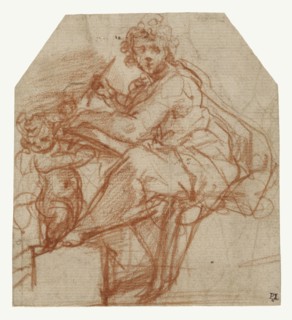 Saint Matthew; Correggio, Antonio Allegri, Italian, about 1489 - 1534, Italy; about 1523; Red chalk; 12.1 x 11.1 cm