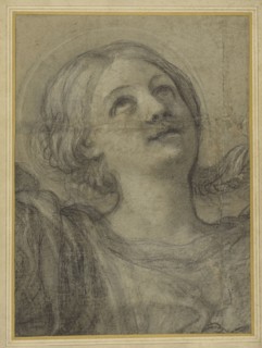 Saint Cecilia; Domenichino, Domenico Zampieri, Italian, 1581 - 1641, about 1612 - 1615; Black and white chalk on gray paper