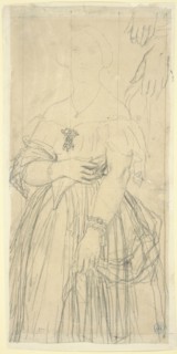 Study for the Dress and the Hands of Madame Moitessier; Jean-Auguste-Dominique Ingres, French, 1780 - 1867, France; 1851