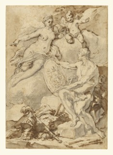 Venus Receiving from Vulcan the Arms of Aeneas; Francesco Solimena, Italian, Neapolitan, 1657 - 1747, Italy; 1704; Pen