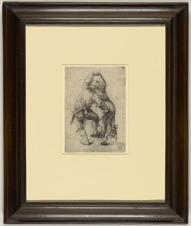 Dancing Peasant Couple; Urs Graf, Swiss, about 1485 - 1527, 1525; Pen and gray and black ink; pricked for transfer recto