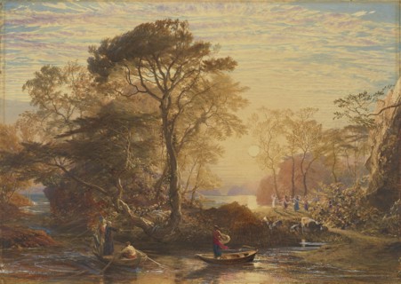 Sir Guyon Tempted by Phaedria; Samuel Palmer, English, 1805 - 1881, England; 1849; Watercolor and bodycolor, with some gum