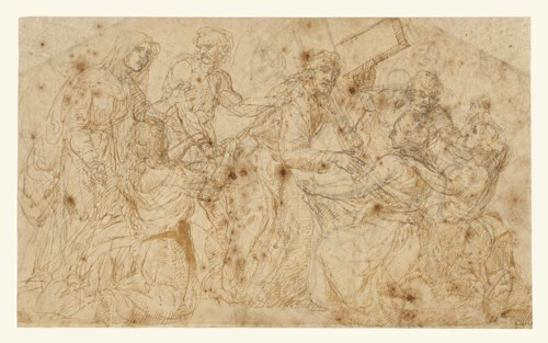 Christ Carrying the Cross; Juan de Juanes, Juan Maçip, Spanish, about 1510 - 1579, about 1560; Pen and brown ink and brown