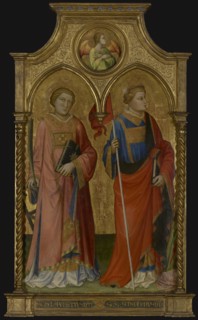 Sts. Lawrence and Stephen; Mariotto di Nardo, Italian, active 1394 - 1424, 1408; Tempera and gold leaf on panel; Panel