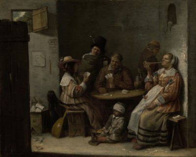 Card Players; Josse van Craesbeeck, Flemish, about 1605,1608 - before 1662, Holland; about 1645; Oil on panel; 31.1 x 38.7 cm
