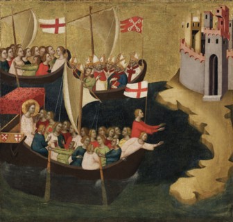 Arrival of Saint Ursula at Cologne; Bernardo Daddi, Italian, active about 1312 - 1348, Florence, Tuscany, Italy; about 1333