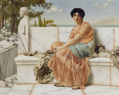 Reverie; John William Godward, English, 1861 - 1922, 1904; Oil on canvas; 58.4 × 73.7 cm, 23 × 29 in