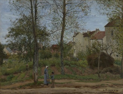 Houses at Bougival, Autumn, Camille Pissarro, French, 1830 - 1903, France; 1870; Oil on canvas; 88.9 × 116.2 cm