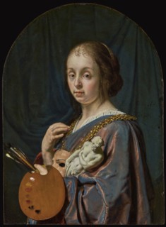Pictura, An Allegory of Painting, Frans van Mieris the Elder, Dutch, 1635 - 1681, 1661; Oil on copper; 12.7 × 8.9 cm