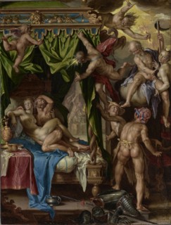 Mars and Venus Surprised by the Gods; Joachim Anthonisz. Wtewael, Dutch, 1566 - 1638, 1604 - 1608; Oil on copper