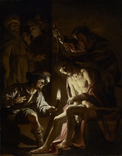 Christ Crowned with Thorns; Gerrit van Honthorst, Dutch, 1590 - 1656, Netherlands; about 1620; Oil on canvas; 222.3 × 173.4 cm