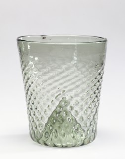 Beaker, Maigelbecher, Germany; 1450 - 1525; Mold-blown pale blue-green glass; 8.7 x 8.3 cm, 3 7,16 x 3 1,4 in