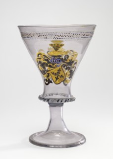 Goblet with the Arms of Liechtenberg; Façon de Venise, Southern Bohemia, probably, Czech Republic; 1500 - 1530; Free-blown
