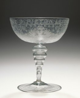 Wineglass; Façon de Venise, or possibly, Tuscany, Italy; 1600 - 1650; Free-blown colorless, slightly gray, glass