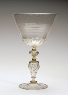 Goblet; Façon de Venise, Southern Netherlands, possibly, Netherlands; 1560 - 1625; Free- and mold-blown colorless