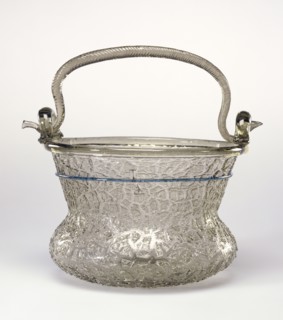 Ice-Glass Situla, Secchiello, Façon de Venise, Netherlands; 1550 - 1600; Free-blown colorless, slightly grayish-brown, glass