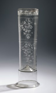 Large Beaker, Humpen, Southern Bohemia, Czech Republic; early 17th century; Free-blown colorless, pinkish-gray, glass