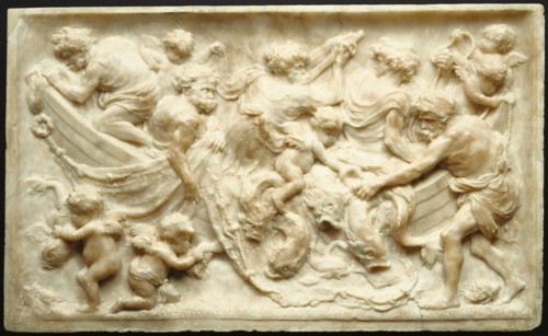 Marine Scene; Gerard van Opstal, Flemish, 1605 - 1668, Flanders, Belgium; about 1640; Alabaster; 61.9 x 101.8 x 7.3 cm