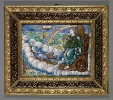 Allegory of Catherine de' Medici as Juno; Léonard Limosin, French, about 1505 - 1575,1577, Limoges, France; 1573; Polychrome