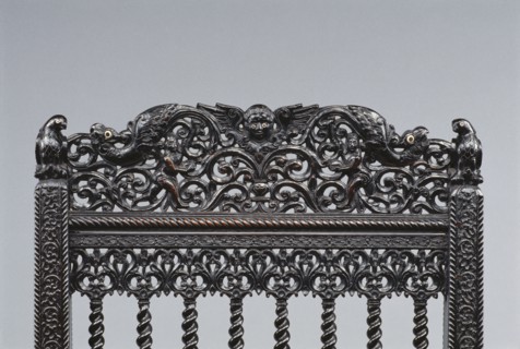 Armchair; Coromandel Coast, India; about 1680 - 1720; Ebony, ebonized hardwood, ivory, ebonized walnut inner-seat frame