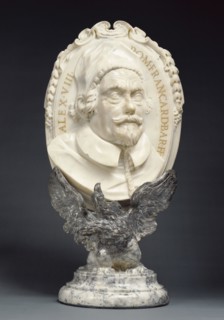 Portrait Medallion of Pope Alexander VIII; Lorenzo Ottoni, Italian, 1648 - 1726, Italy; 1690s; White marble medallion mounted