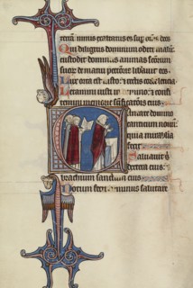 Initial C: Clerics Singing; Bute Master, Franco-Flemish, active about 1260 - 1290, Paris, written, France; illumination
