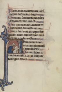 Initial A: A Noblewoman Seated on the Ground Reading; Bute Master, Franco-Flemish, active about 1260 - 1290, Northeastern