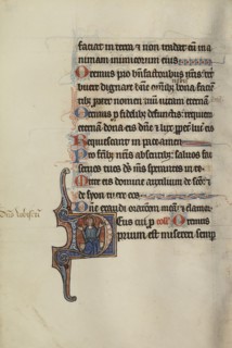 Initial D: The Lord Enthroned with Hands Open; Bute Master, Franco-Flemish, active about 1260 - 1290, Northeastern illuminated