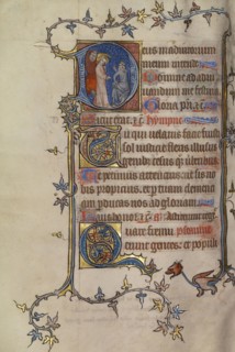 Initial D: Christ before Annas; Atelier of the Passion Master; Northeastern, illuminated, France; illumination about 1270