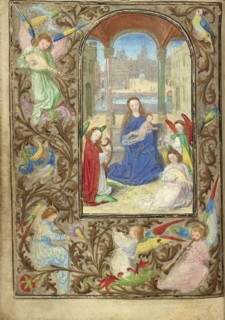 The Virgin and Child with Angels; Lieven van Lathem, Flemish, about 1430 - 1493, Ghent, written, Belgium; about 1471; Tempera