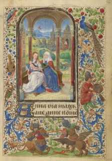 The Virgin and Child with Saint Anne; Lieven van Lathem, Flemish, about 1430 - 1493, Antwerp, illuminated, Belgium; 1469
