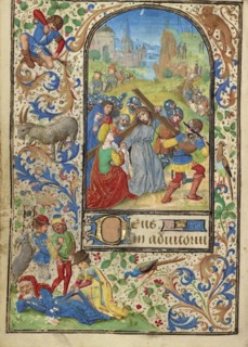 The Way to Calvary; Lieven van Lathem, Flemish, about 1430 - 1493, Ghent, written, Belgium; about 1471; Tempera colors, gold