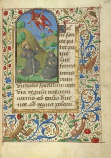 The Stigmatization of Saint Francis; Rouen, France; about 1480–1490; Tempera colors, gold leaf, gold paint, silver paint