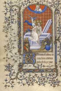 The Resurrection; Paris, or, France; about 1410; Tempera colors, gold leaf, gold paint, and ink on parchment